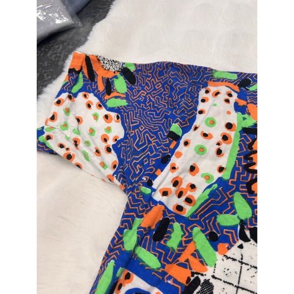 VTG Surf Volleyball Neon AOP T-shirt - Multi Color- Size - 80s 90s - Picture 5 of 9